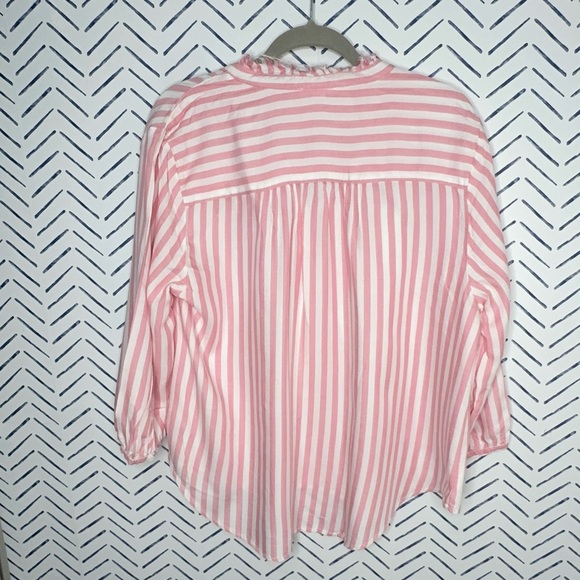 Beach Lunch Lounge Pink Stripe Popover Blouse Size Xl - Picture 2 of 5